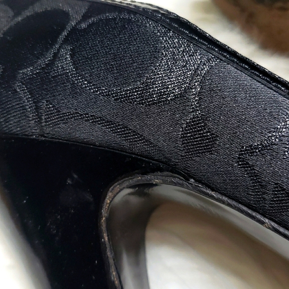 Coach Daisey Black Bow Peep Toe Heels 6.5 - Picture 4 of 10